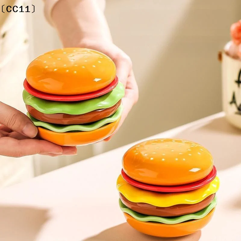 6Pcs/Set  High Value Bone Spit Plate Stackable Hamburger Plate Set Burger 6 Layers Dinner Plate  Sauce Containers Table〔CC11〕