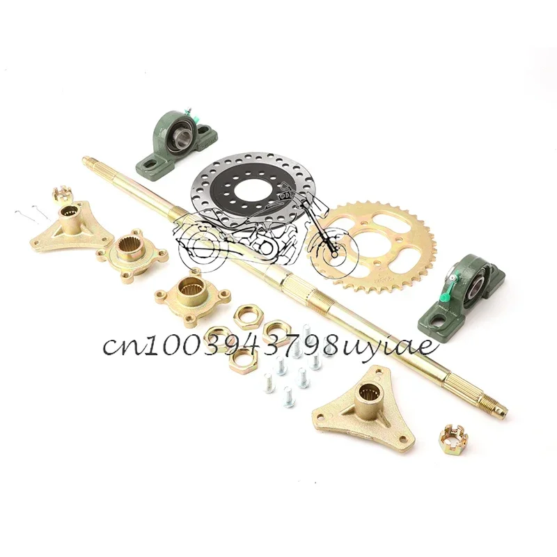 ATV 610mm Go Karts Rear Axle Kits STD 20mm Complete Assembly With Carrier Hub 160mm Brake Disc 420-37T Chain Sprocket