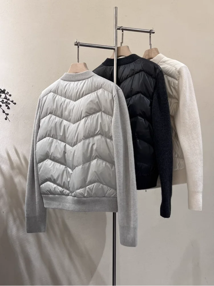 Luxurious casual cashmere goose down jacket