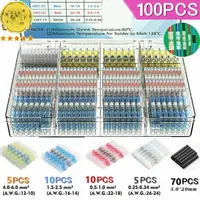 50/100/250pcs Solder Sealed Wire Connectors Heat Shrink Solder Butt Connectors Solder Connector Kit Automotive Marine Insulation