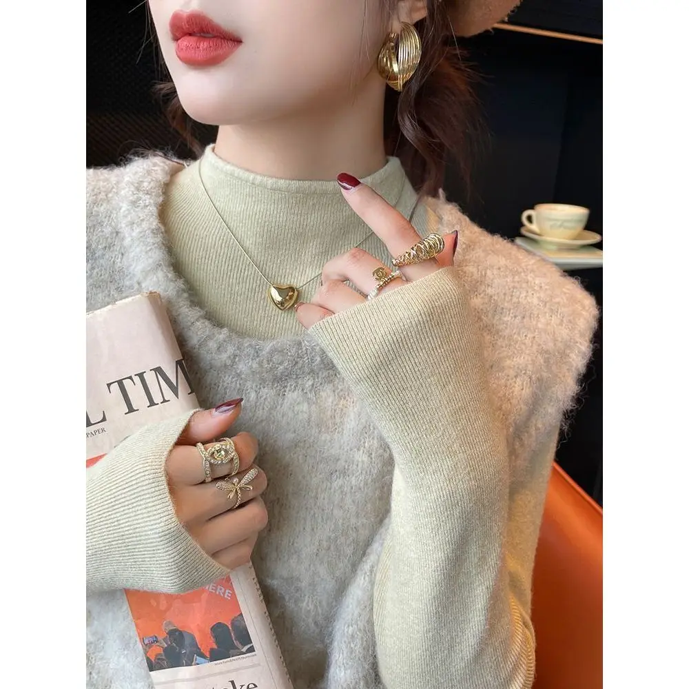 

Slim Fit Long Sve Knitted Sweater High Collar Base Layer Winter Women's Faion Commute Sle Polyester Spandex Blend