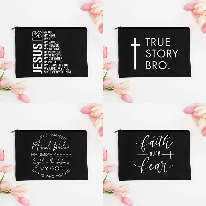 Jesus Is My God King Everything Print Cosmetic Organizer Fashion Makeup Case Make Up Organizer Bag Travel Organizer Gift for Her