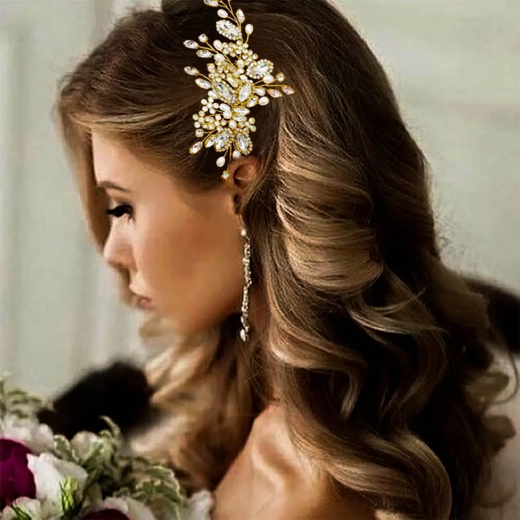

Handmade Wedding Headwear Alloy Embedded Diamond Side Comb Bride Accory Cross-Border Faion Jewelry Hair Comb