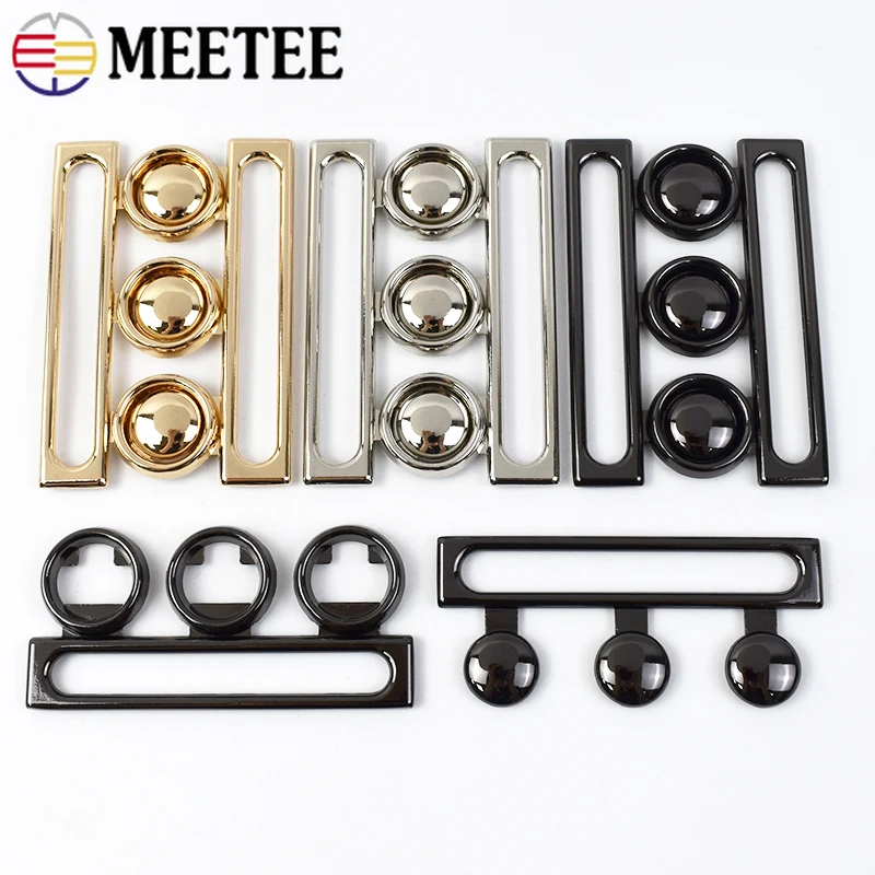 Meetee 2/4pcs 60mm Metal Buckles Women Coat  Down Jacket Waistband Belt Clasp DIY Garment Buttons Decoration Sewing Accessories