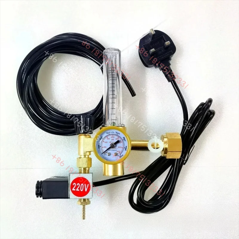 Full Copper CO2 Regulator With Solenoid Valve Adjustable Flow Valve 0‑1 MPa Pressure Range For CO2 System Equipment