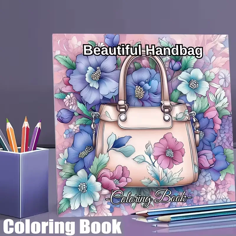 Thick Handbag Pattern Coloring Book Anti-Bleed Drawing Notebook For Stress Relief Leisure Hand Painting