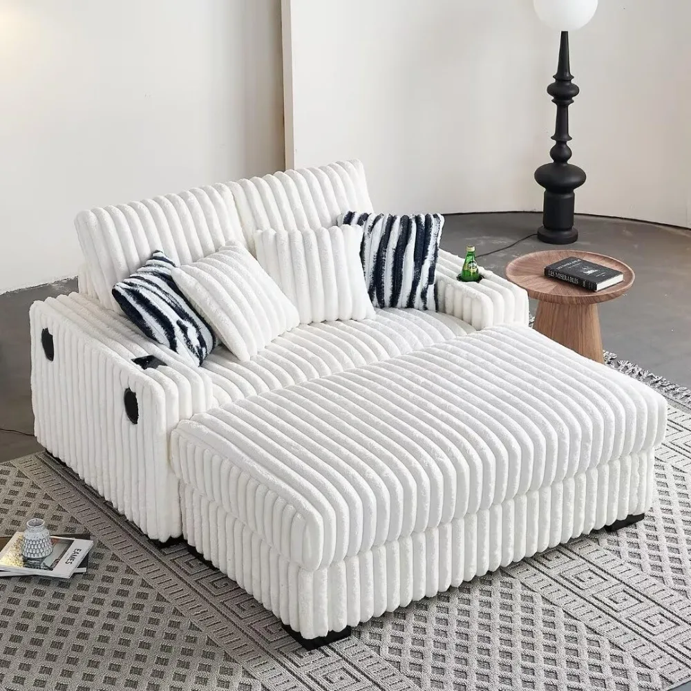 

Oversized Sofa Corduroy Upholstered Cloud Couch,Cup Holders and USB Ports & Wirelessly Charged & Bluetooth Speakers