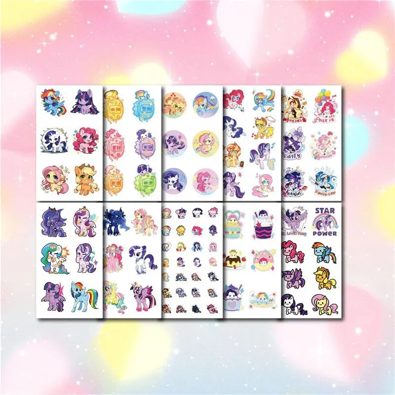 10Sheets My Little Pony Temporary Tattoos Cute Kids Party Favors Stickers for Girls Birthday GiftS