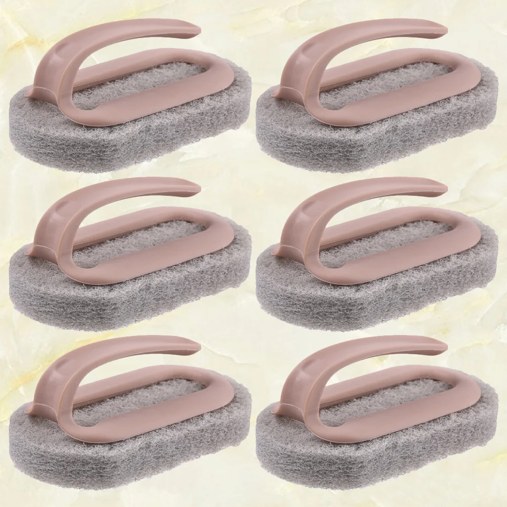 6 Pcs Tub Cleaner Brush Kitchen Accessory Ceramic Tile Sponges for Dishes Pink Pan