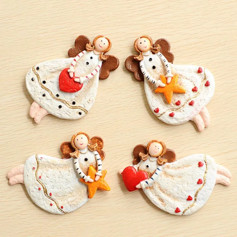

Christmas Retro Oil Painting Resin Refrigerator Magnet Angel Small Pendant Decoration Christmas Tree Accessories Gift Decoration