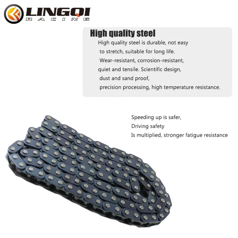 LINGQI RACING 70/76/82/84/100/102/108/110/116/118L Links T8F Chain For Dirt Pit Bike ATV Quad Kart Motorcycle Accessories Parts