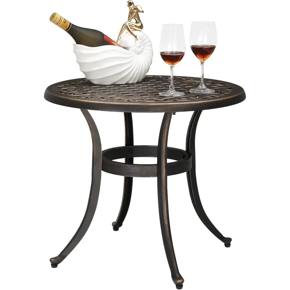 Cast Aluminum Outdoor Side Table, All Weather Round/Square Patio Coffee Table Porch Table Outdoor Bistro Table Outdoor