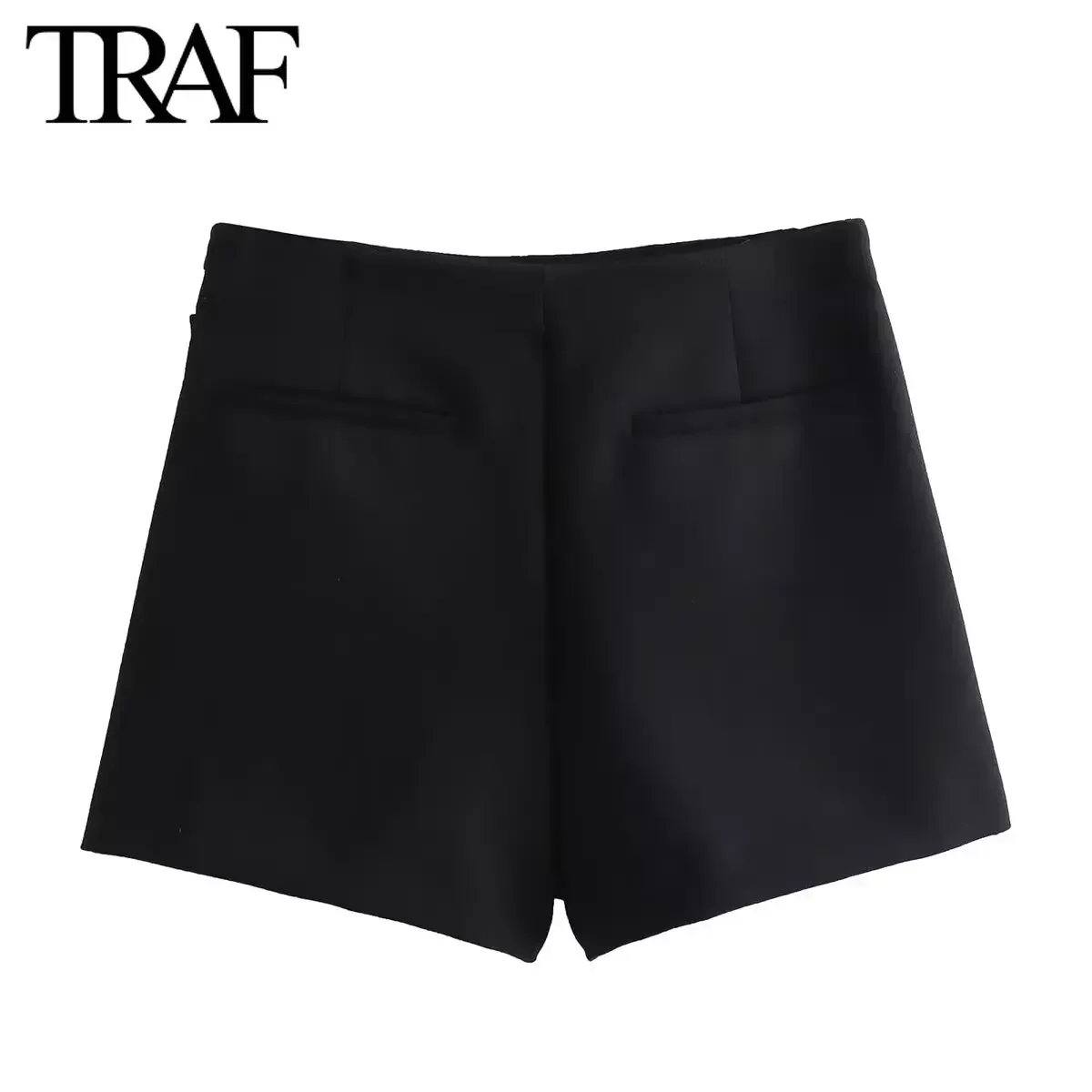 TRAF Women Fashion 2024 Spring New Casual Asymmetric Pocket SkirtPants Chic Female High Waisted Culottes Wide Leg Shorts Mujer