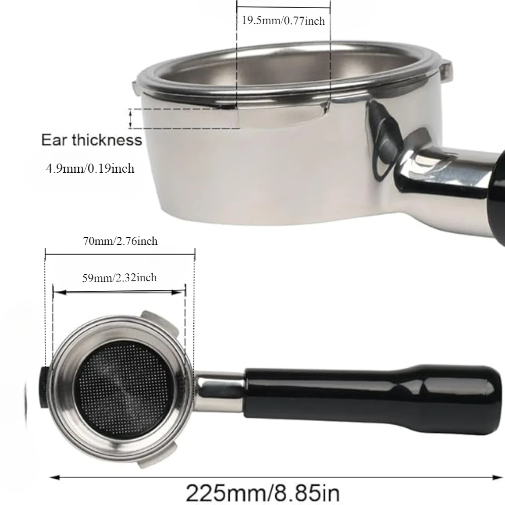 58MM 3ears Bottomless Portafilter for Barsetto/Hibrew H10A/LEHEHE /Donlim Coffee Machine Stainless Steel Espresso Handle Filter