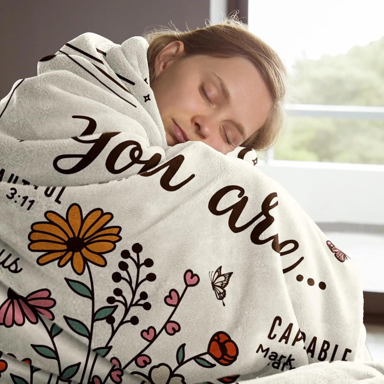 Christian Floral Throw Blanket Inspirational Scripture Faith Gift for Women Religious Birthday Gift for Mom Sister Daughter view 6