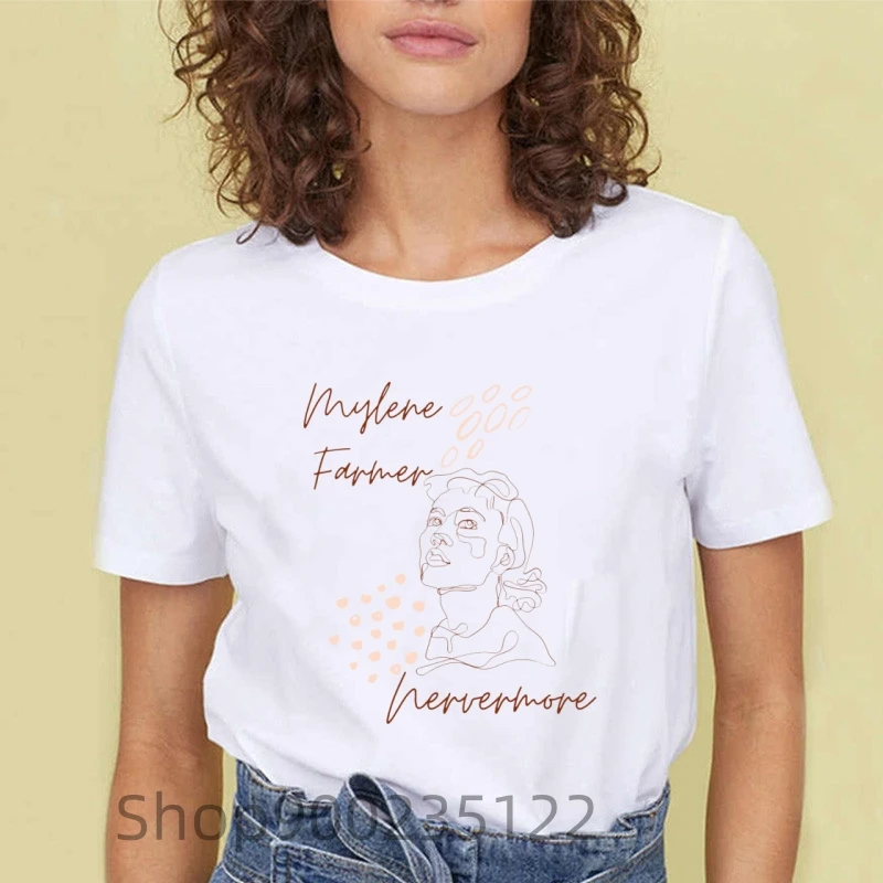 MYLENE FARMER T-Shirts Women Harajuku T Shirts Print Graphic Anime Tops Summer Cute Manga Tees Fashion Shirts Female Clothes