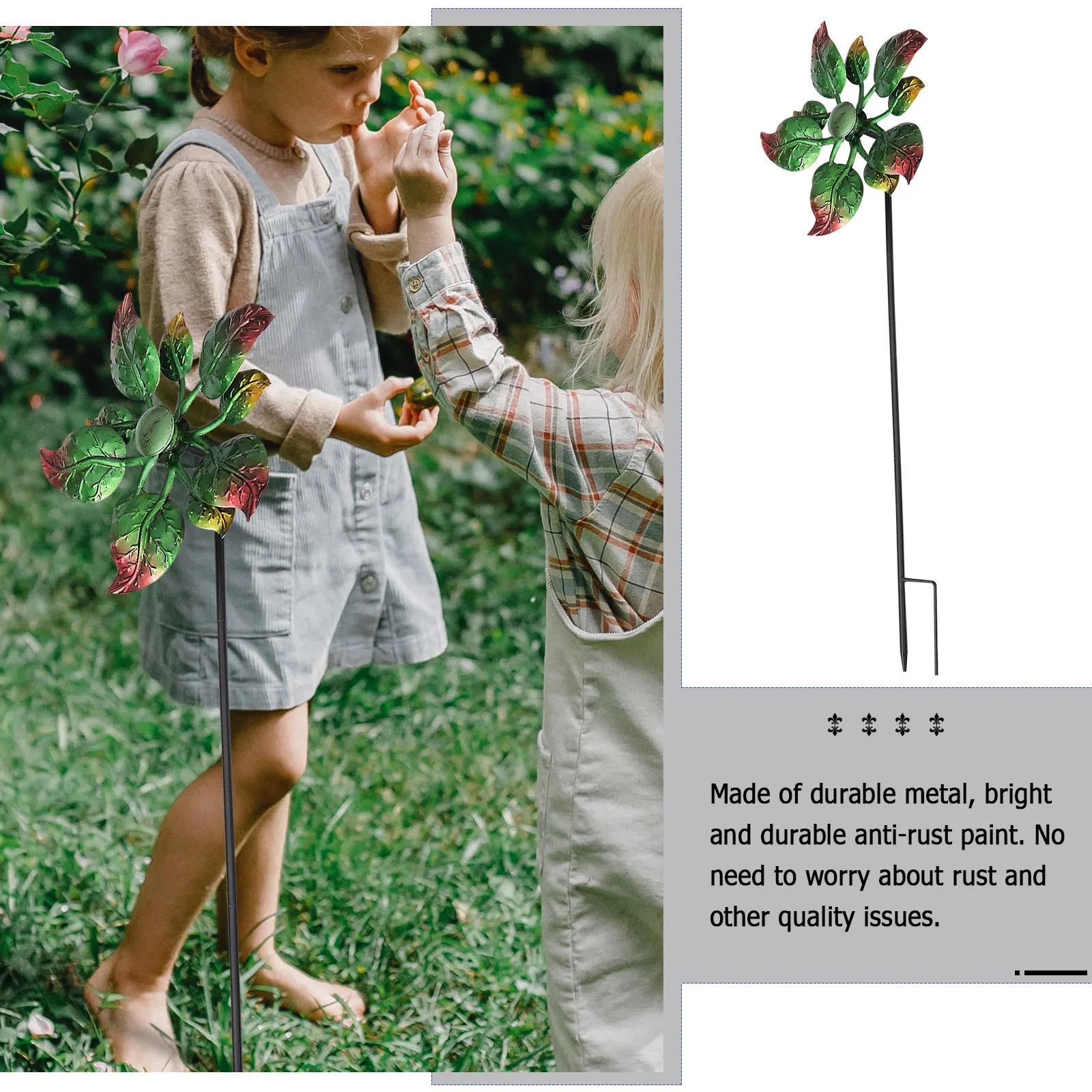 

1 шт. Красочная железная окрашенная вращающаяся ветряная мельница для сада, двора, газона, украшение для вечеринок, железный ветрячок