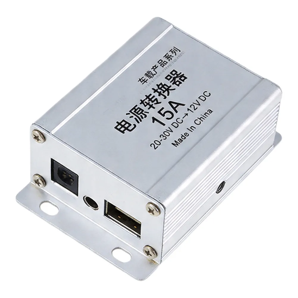 24V to 12V Step Down Voltage Converter for Cars Trucks Buses and RVs 15A Continuous Current Rating and 20-30VDC Input Range