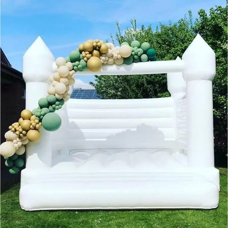 Castillo inflable de PVC con soplador de aire para niños y adultos, casa de rebote blanca comercial de 4M, juguetes de salto, evento de fiesta de cumpleaños y boda