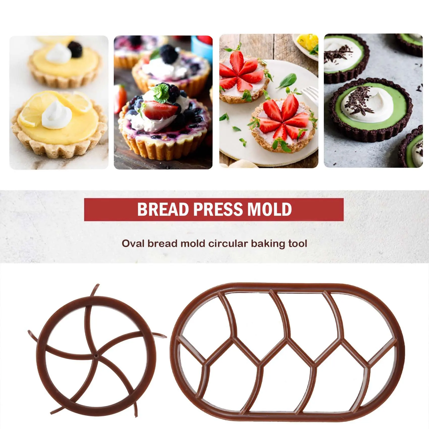 

ABEZZ Bread Dough Press Mold Set Bread Cutters Baking Bread Rolls Mold Plastic Pastry Cutters Kaiser Stamp Round Oval