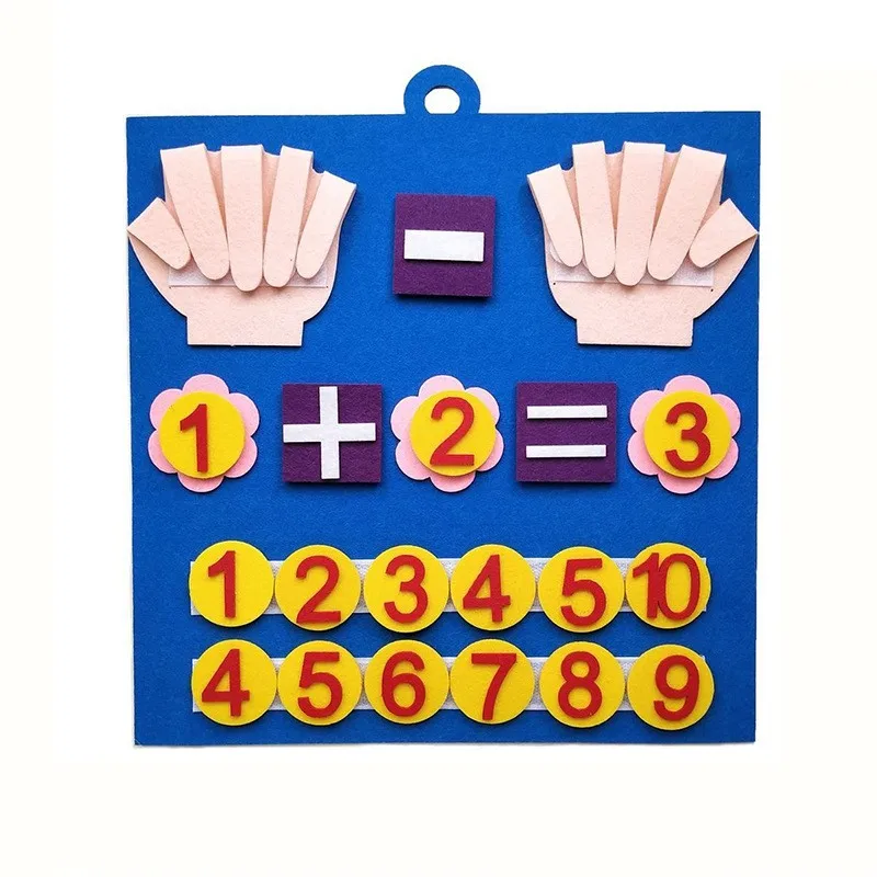 Kinderen Cartoon Vilt Druk Bord DIY Creatieve Vroege Onderwijs Puzzel Speelgoed Plakken Vinger Wiskunde Leren Board Verjaardagscadeautjes