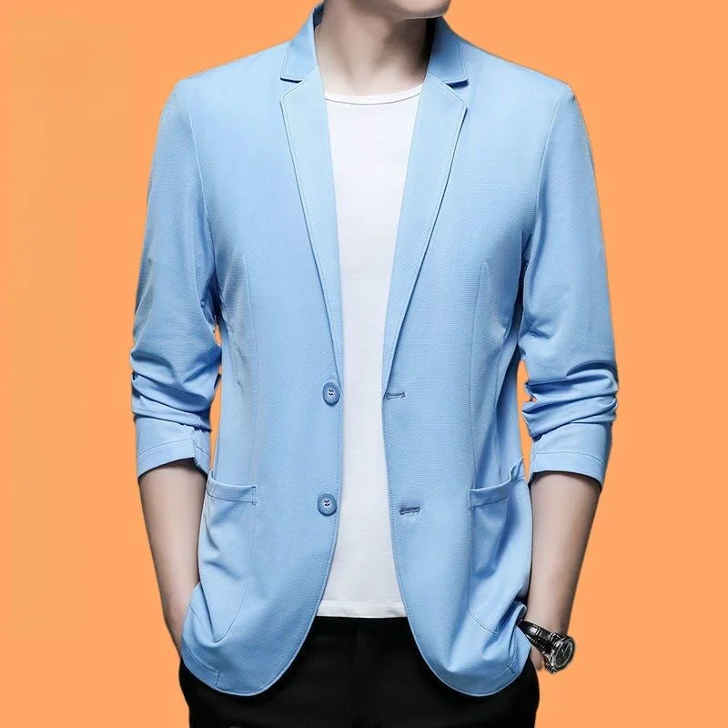 

Comfortable Summer Ice Silk Men's Casual Suit Top Dad Jacket Quick Dry Sun Protection Fashionable Mid-aged Leisure Style