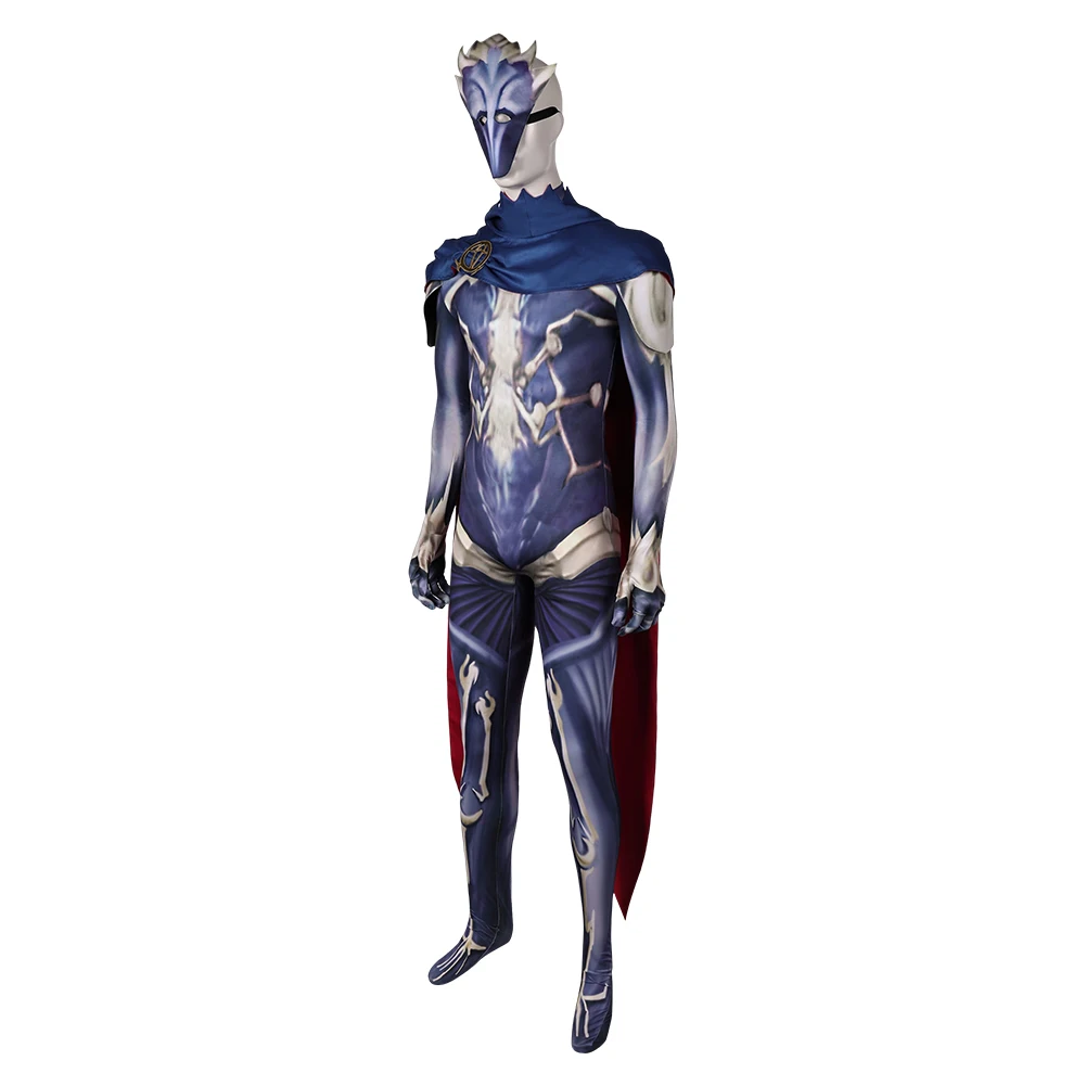 Arcano Viktor Cosplay Máscara Macacão Manto Traje LOL Roleplay Homens Adulto Bodysuit Broche Roupas Halloween Carnaval Festa Terno
