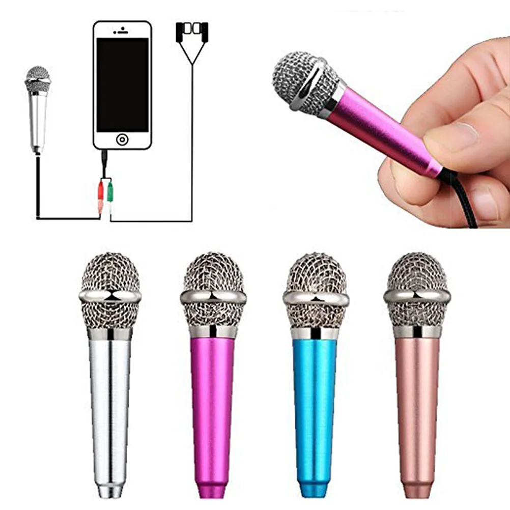 

Mini Microphone Little for Music Portable Vocal Recording Vocals Mobile Sing Rose