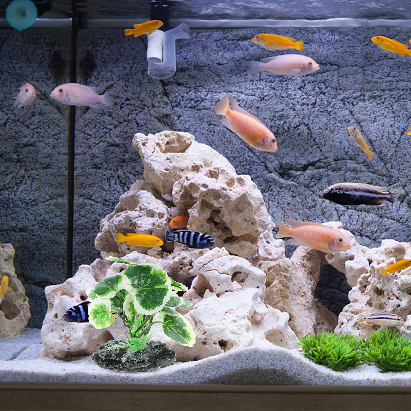 

Aquarium Artificial Plant Decoration Goldfish Hide Realistic Plastic Fish Tank Decorations for Fresh Salt Water