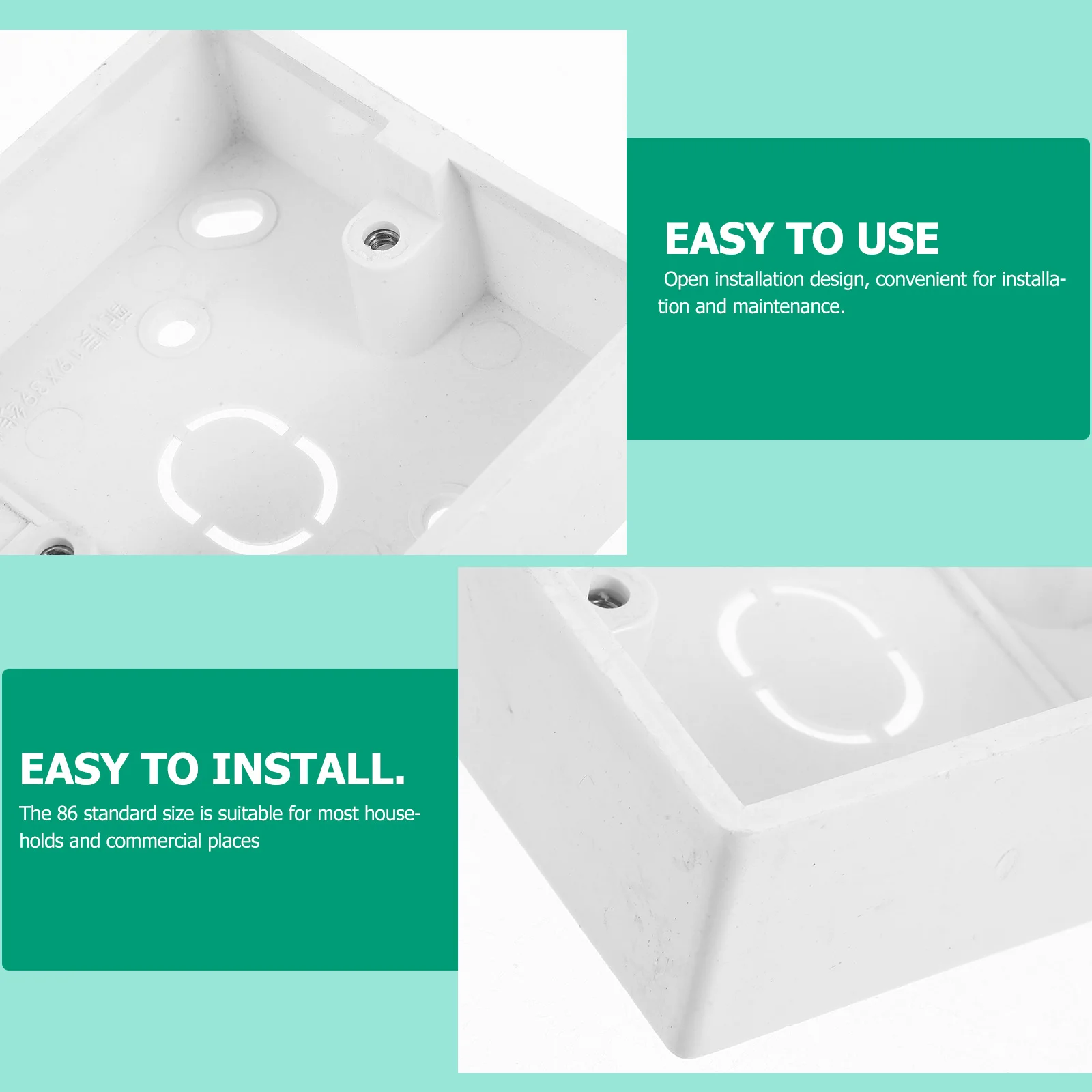 10Pcs Durable PVC Electrical Switch Box Surface Mount Wall Outlet Junction Box Socket Base Under Cabinet Lights for Kitchen