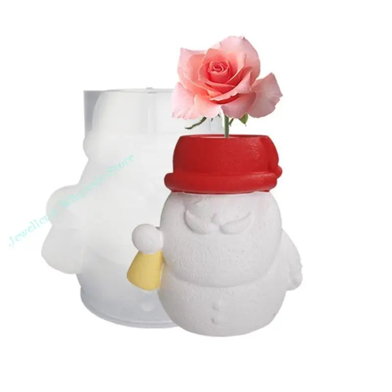 

R7UF Christmas Elk Concrete Silicone Mold Flowerpot Cement Plaster Molds