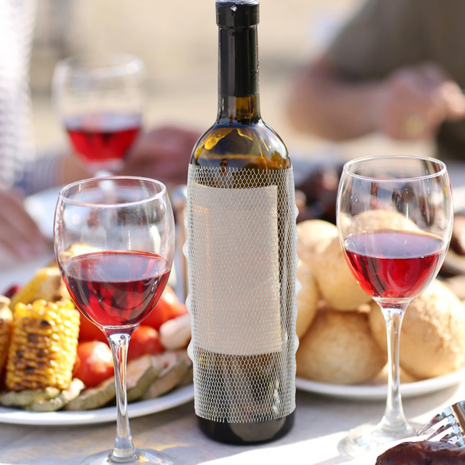 

100Pcs White Pe Mesh Bottle Protective Sleeve Wine Bottle Cover for Travel Shockproof Scratch Resistant Mesh Beer Ponchos