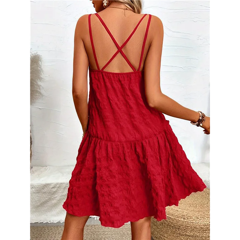 ABRT-Vestito estivo da donna Grembiule Mini abito senza maniche Swing A Line Abiti corti Abiti estivi carini e casual