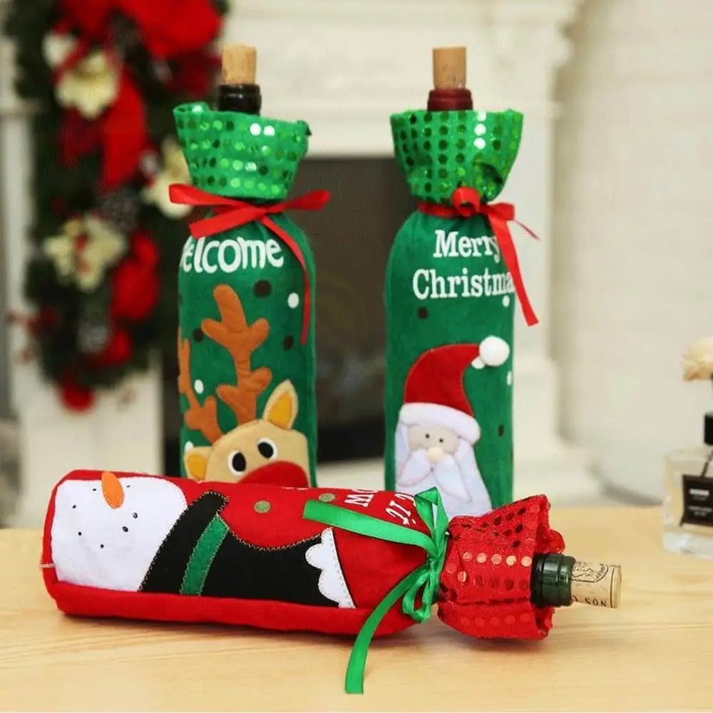 Christmas Wine Bottle Cover Merry Christmas Decor For Home Christmas Snowman Table Decor Xmas Gift Happy New Year