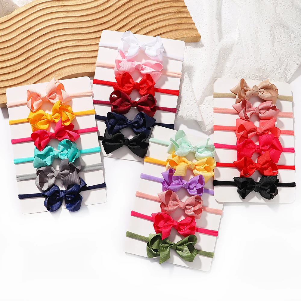 6Pcs/Set Baby Girl Headbands Newborn Bows Elastic Hair Bands Flower Nylon Infant Toddler Hairband Headwear Baby Hair Accessorie