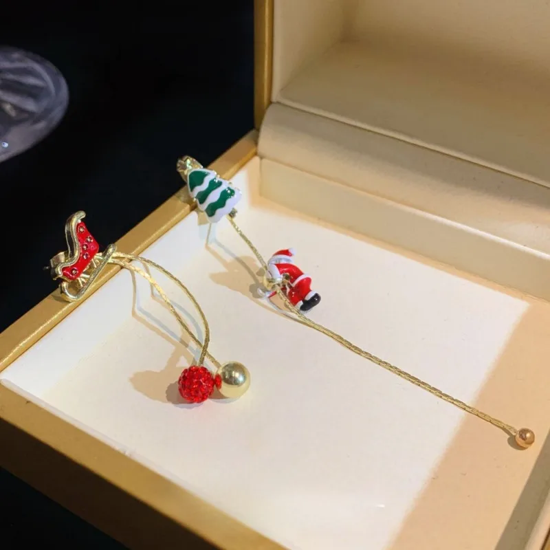 جديد عصري بيان شجرة عيد الميلاد أقراط للنساء سانتا كلوز ثلج إسقاط أقراط مجوهرات بنات هدايا عيد الميلاد بالجملة