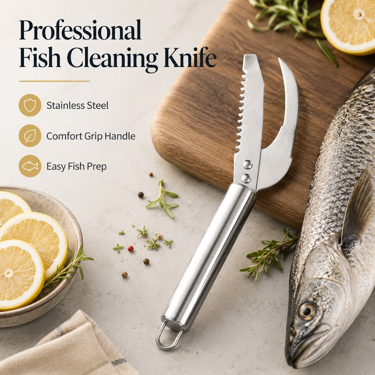 Stainless Steel Boning Fillet Knife Fish Belly Cutter Sharp Seafood Knife