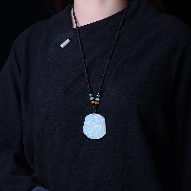 Hetian Guanyin Men Women, White , Warm And Smooth Pendant, Jade Bodhisattva Amulet
