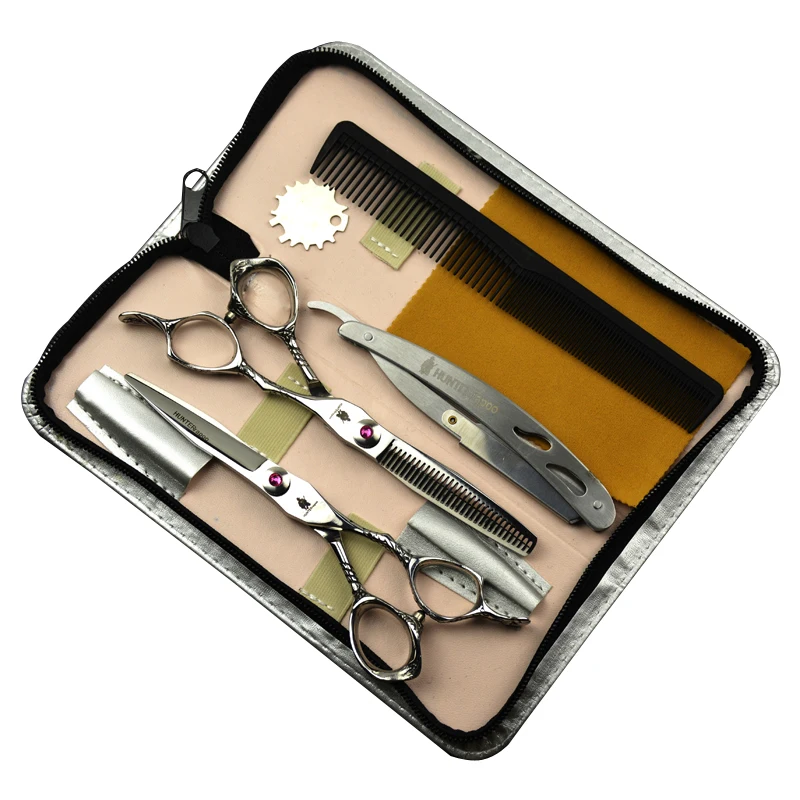 

30% off HT9111 Japan Stainless Steel Hair Scissors Set 6 inch Barber shears Kit thinning scissors for haircut barbershop tools