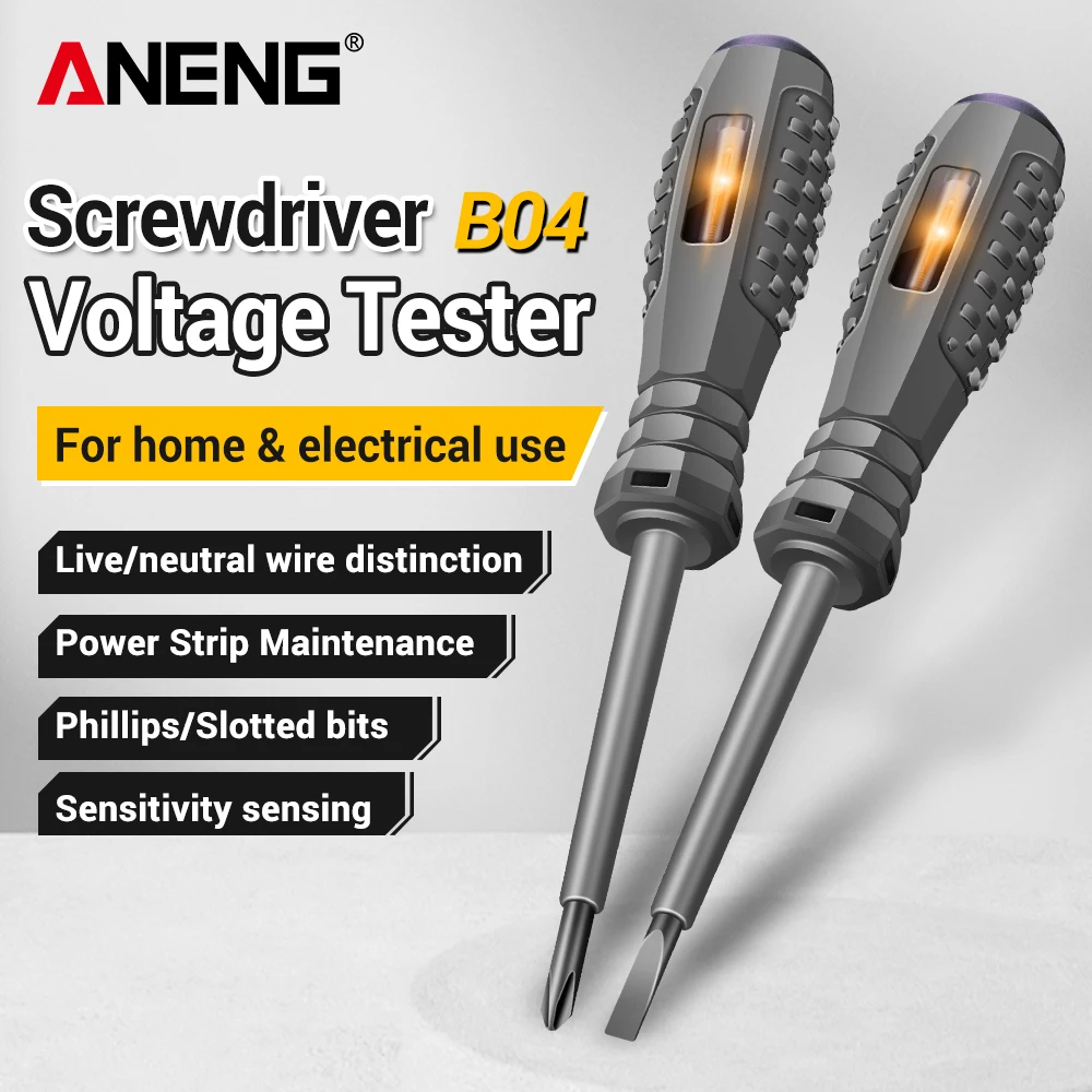 ANENG B04 Slotted/Phillips Screwdriver Non-Contact Insulated Tester Neon Bulb Indicator Meter Pocket Detector Pen Electrician To