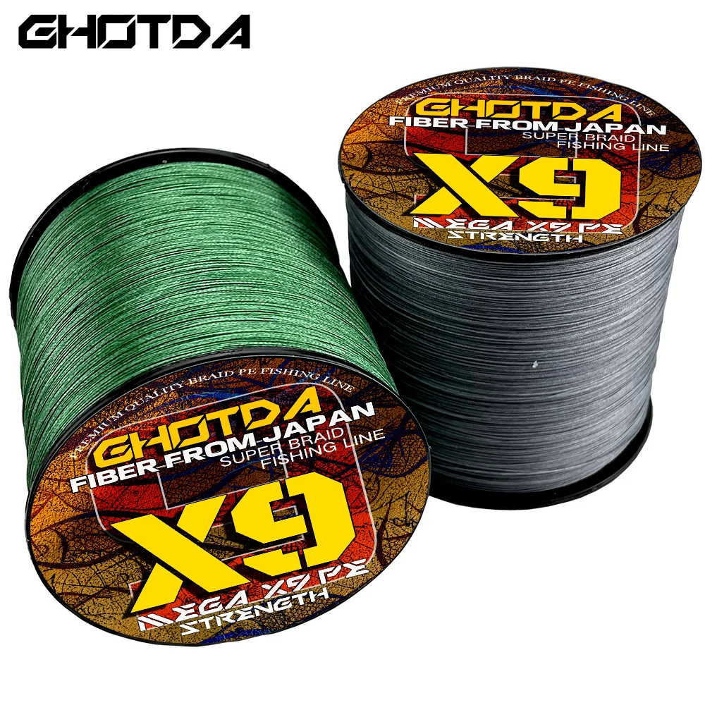 GHOTDA 1000M 500M 300M New 9 Strands Braided Fishing Line Super Strong Smooth Multifilament PE Line 20-100lb
