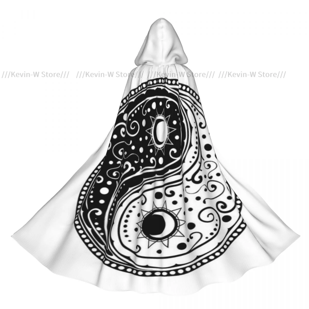 

Unisex Witch Party Reversible Hooded Adult Vampires Cape Cloak Yin Yang Paisley