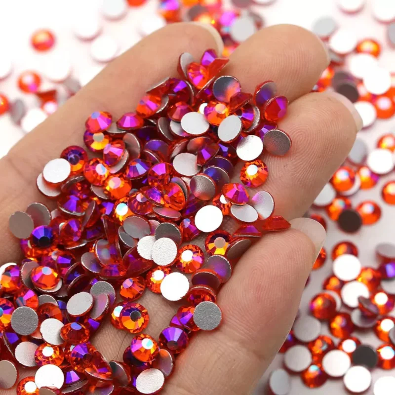 Orange AB SS10-SS20 Nail Art Non Hotfix Rhinestones Loose flatback Rhinestone Glass Strass for Nail Art Decorations 1440pcs