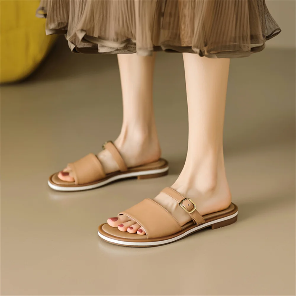 FEDONAS Leisure Women Genuine Leather Sandals Flats Heels Summer Comfort Casual Shoes Woman Outdoor Slippers Female Flats Sandal