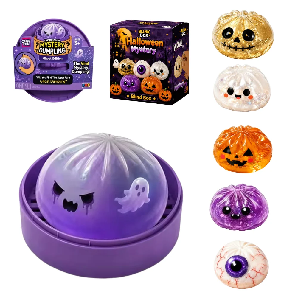 New Halloween Ghost DumplingsToy Soft Slow Resilience Squishy Toy Fidget Steamed Stuffed Bun Squishy Pinch Le