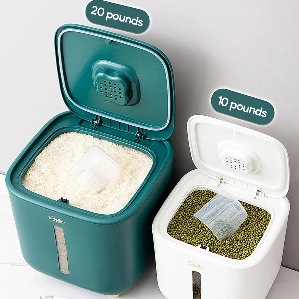 

Moisture Proof Insect Proof Rice Box 5/10KG Grain Sealed Jar Kitchen Container Bucket Storage Pet Dog Food Box with Bullet Lid