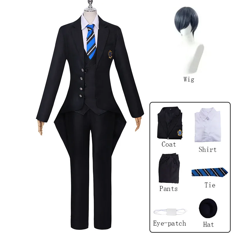 Anime Black Butler Ciel Cosplay Costume with Hat Ciel Phantomhive Wig School Uniform Full Set Outfits Comic Con Role Play Suit