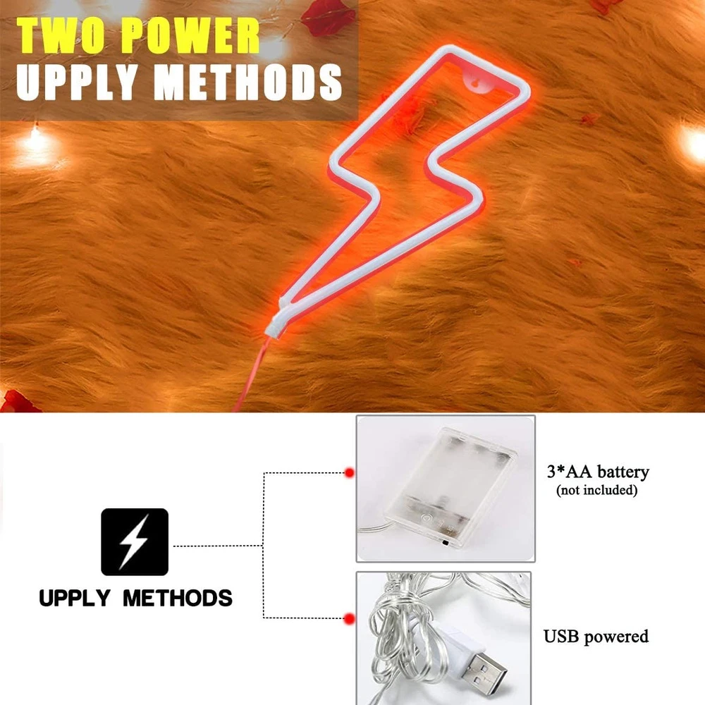 LED النيون البرق على شكل علامة النيون التكبير ضوء USB الزخرفية ضوء جدار ديكور للأطفال غرفة الطفل حفل زفاف
