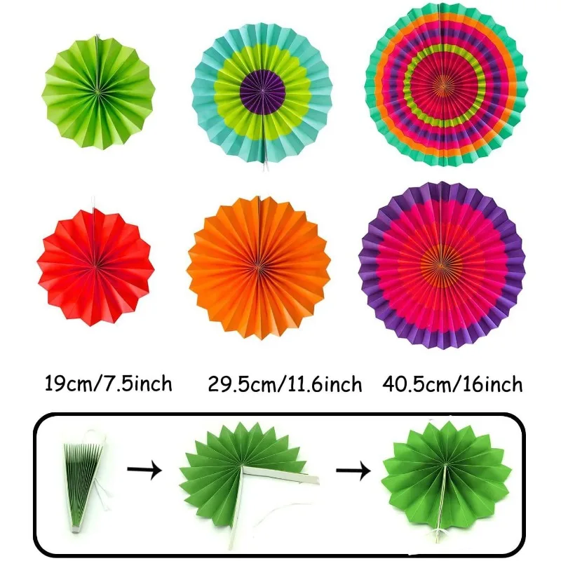 20 Pcs Pom Poms 꽃 매달려 종이 팬 삼각형 깃발 깃발과 Garlands 문자열 폴카 도트 생일 파티 멕시코 파티