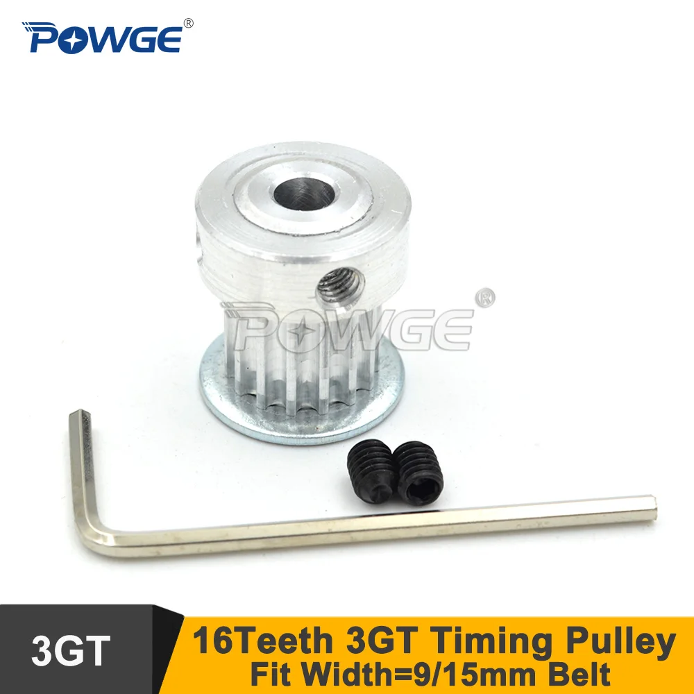 POWGE 16 Teeth 3GT Timing Pulley Bore 5/6.35/8mm Fit W=9/15mm 3MGT Synchronous Belt 20T 20Teeth GT3 Timing Belt Pulley